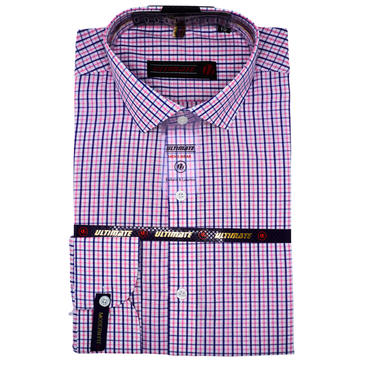 Pink & Blue Checkered Men's dress shirt