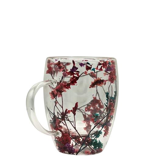 Double Wall Mug with Dry Flowers