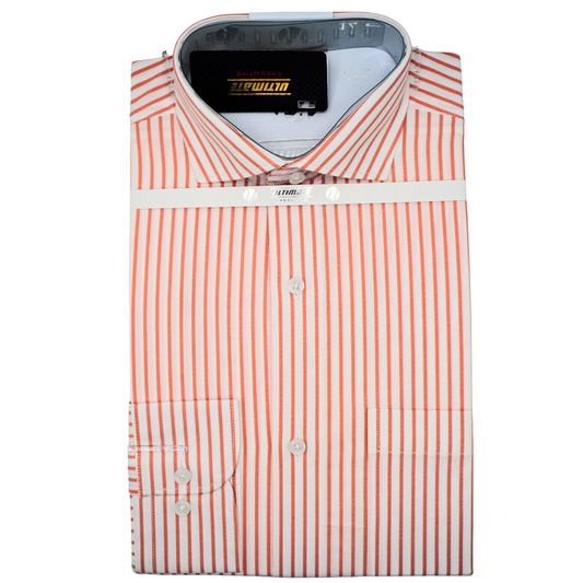 orange & White Striped dress shirt