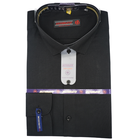 Solid Black color Men's dress shirt