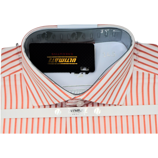 orange & White Striped dress shirt