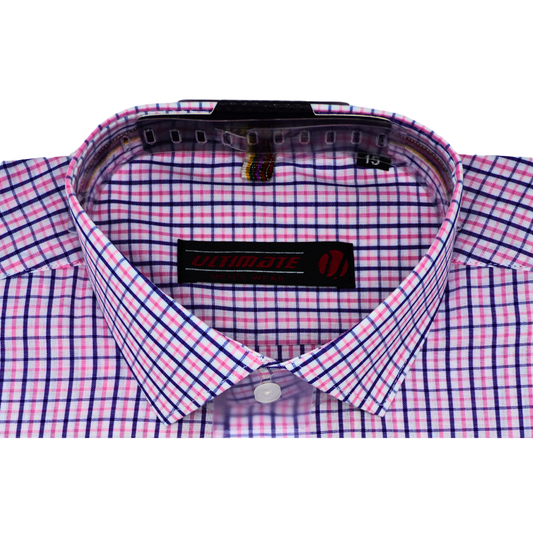 Pink & Blue Checkered Men's dress shirt