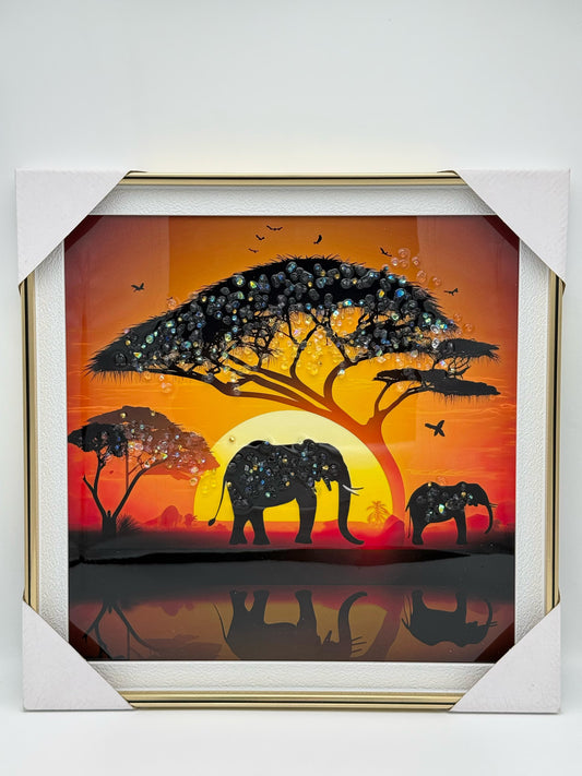 Elephant Sunset Beads Scenery 40x40