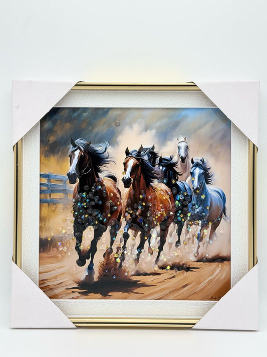 Majestic Running Horse Beads Scenery 30x30