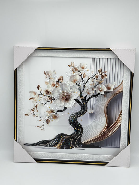 White Japanese Tree Beads Scenery 40x40