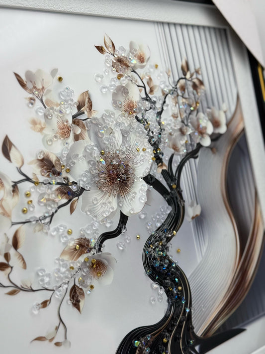 White Japanese Tree Beads Scenery 40x40